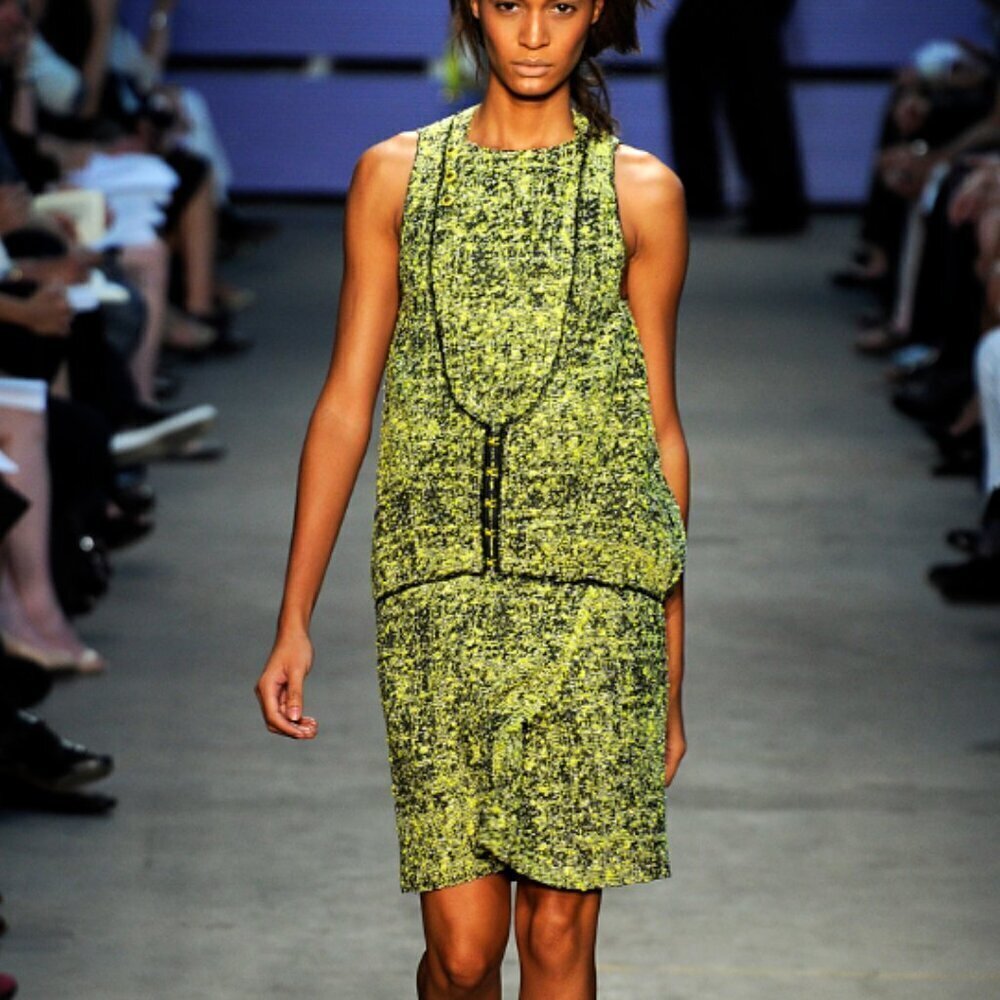 Proenza Schouler Lime Green and Black Tweed Dress - Size 6​​​​​​